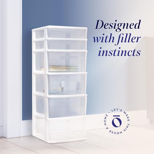 White 6-Tier Clear Plastic Storage Drawer Tower S451264