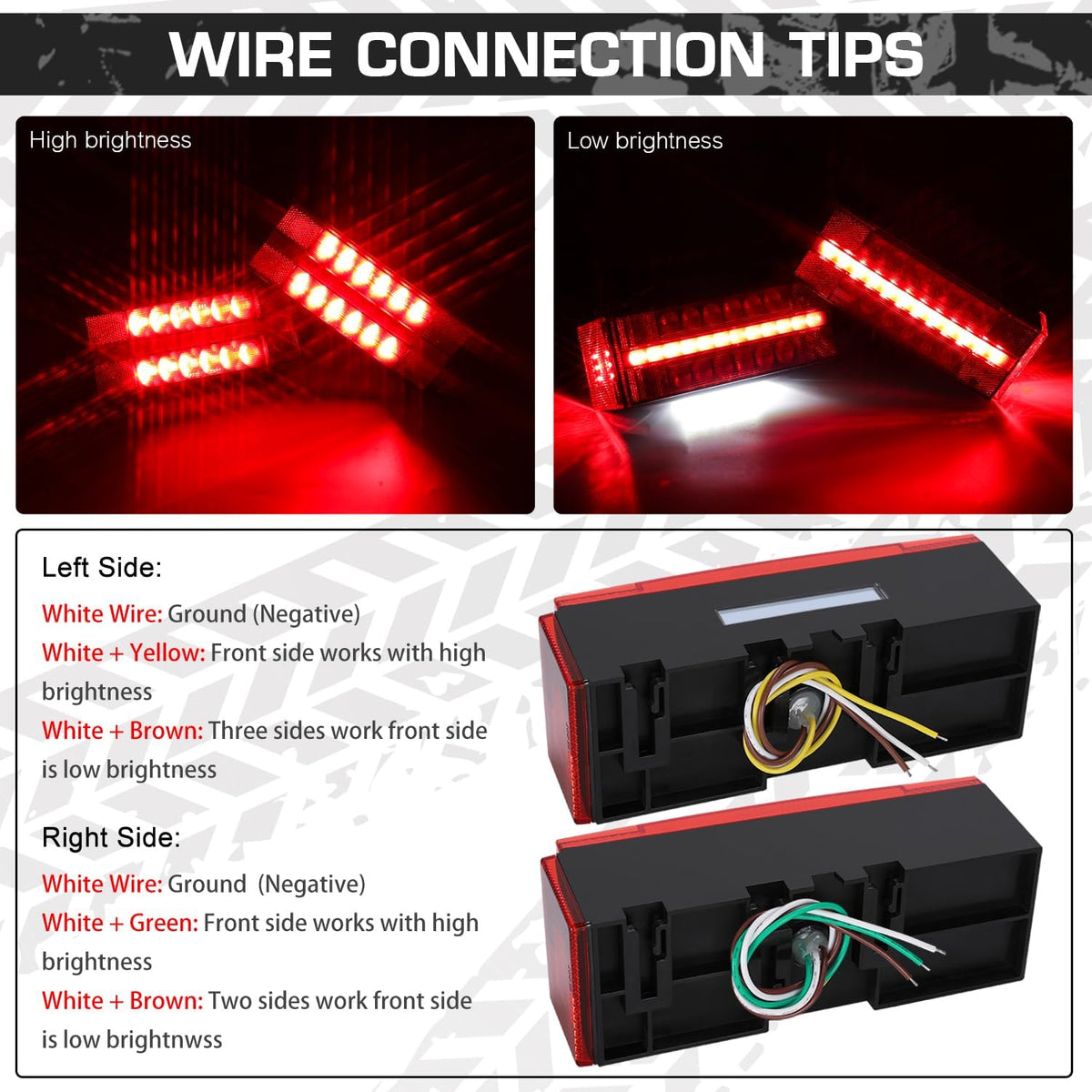LED Submersible Rectangular Trailer Tail Light Kit U2291
