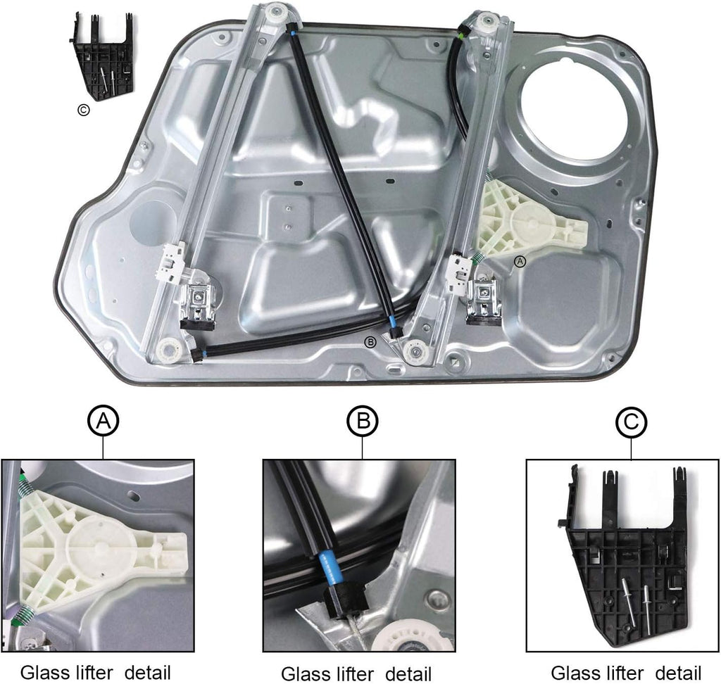 Front Passenger Side Power Window Regulator for Hyundai Sonata 2006-2010, Pack of 2 Y317258