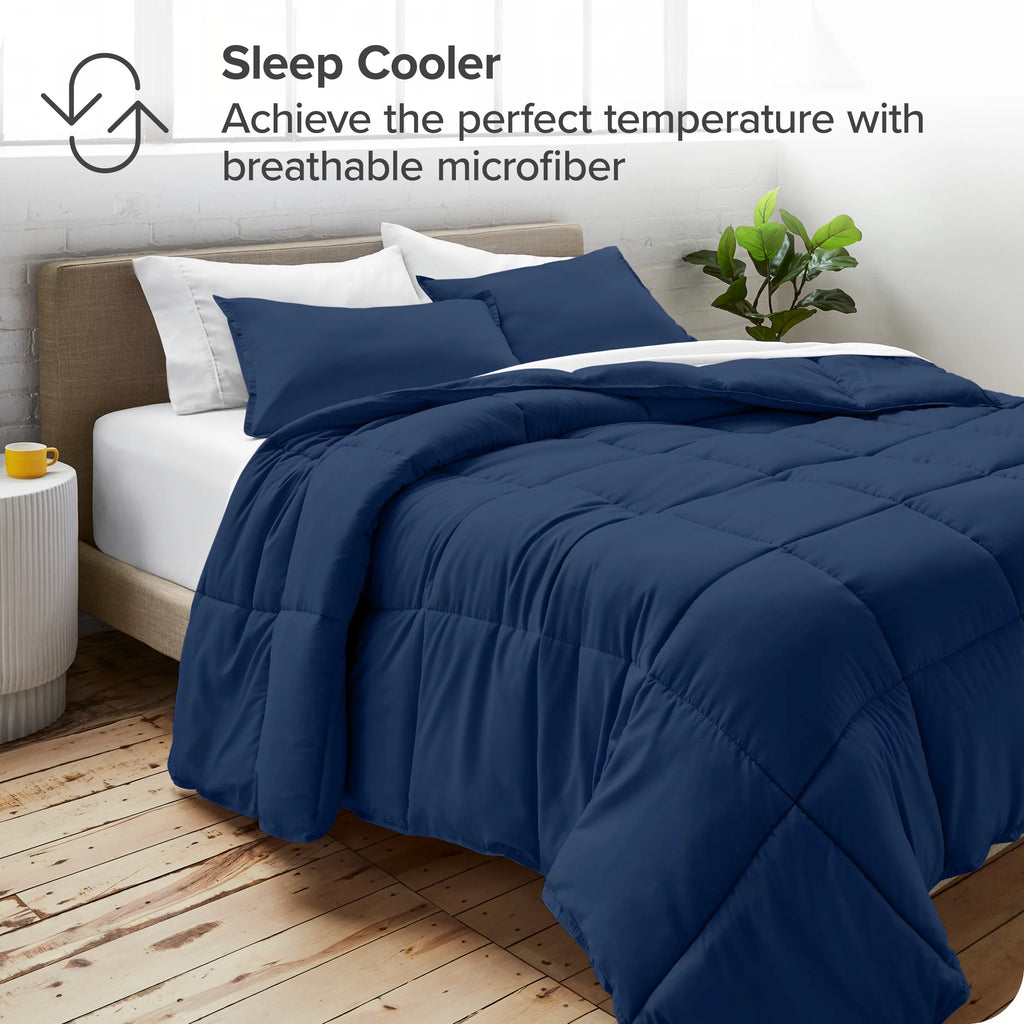 Queen Dark Blue Down Alternative Comforter Set T678