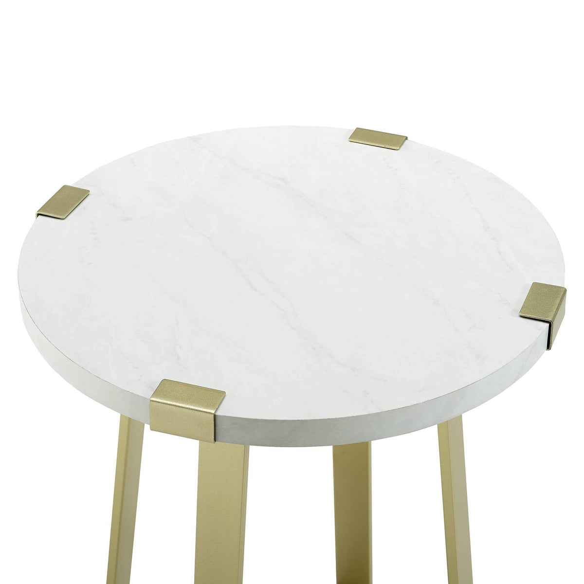 White Faux Marble Round Side Table X2164