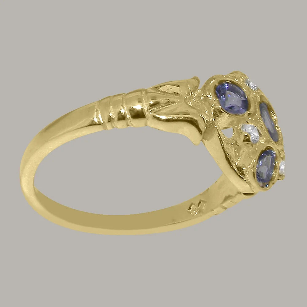 9k Yellow Gold Tanzanite Diamond Statement Ring S69015