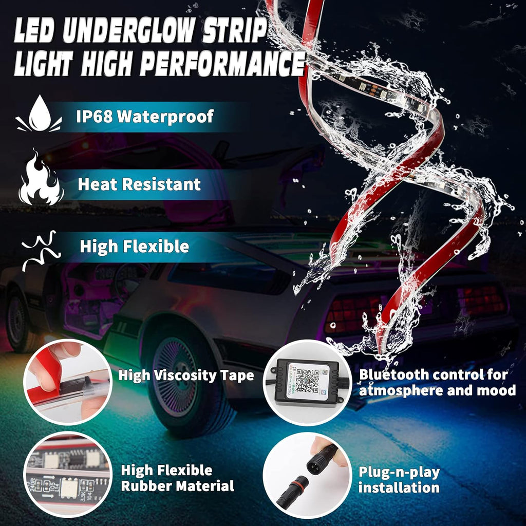 6PCS Dimmable RGB Car Underglow Lights with APP Control B923110