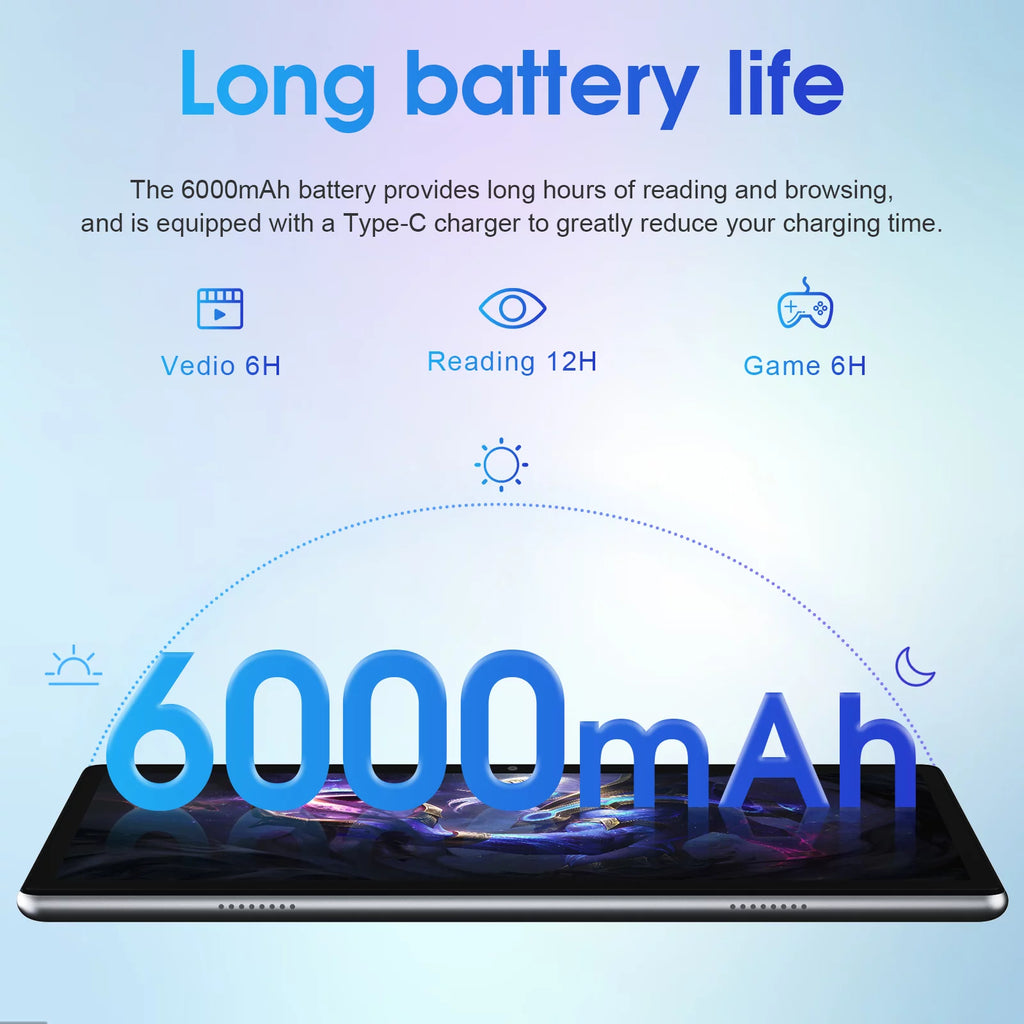 10 inch Android 12.0 Tablet 3GB RAM 64GB Storage Quad-Core 6000mAh W71032