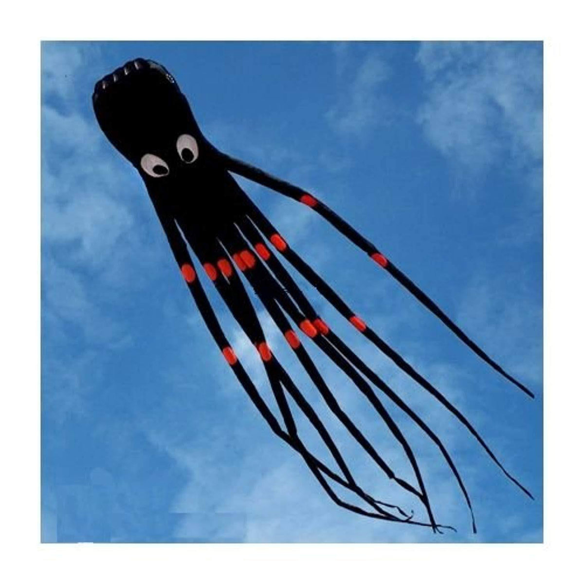 Black 24ft Octopus Kite with Handle & String Y4544