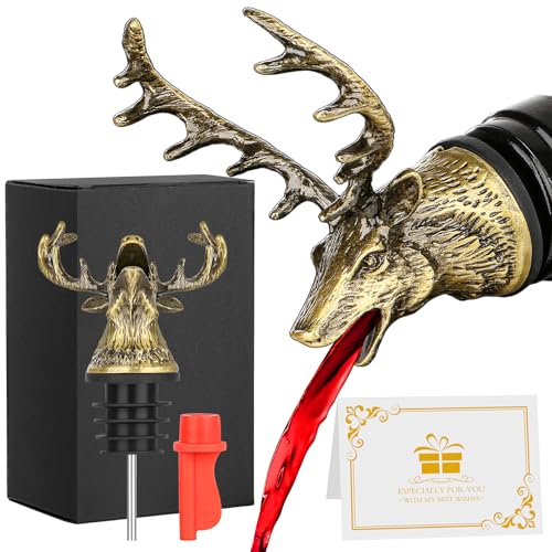 Silver Deer Wine Bottle Pourer and Stopper Y2216