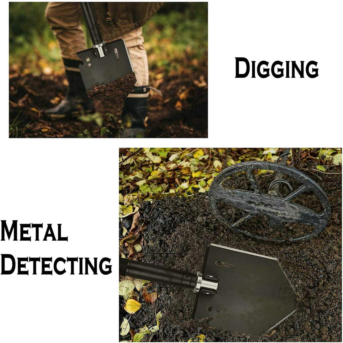 Survival Off-Roading Tool Kit Folding Shovel Camping Axe Multitool Pickaxe with Carrying Bag Black Q735530