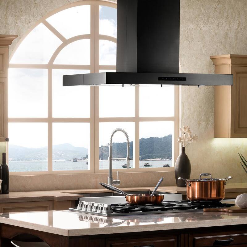 Black Stainless Steel Island Mount Range Hood G41664