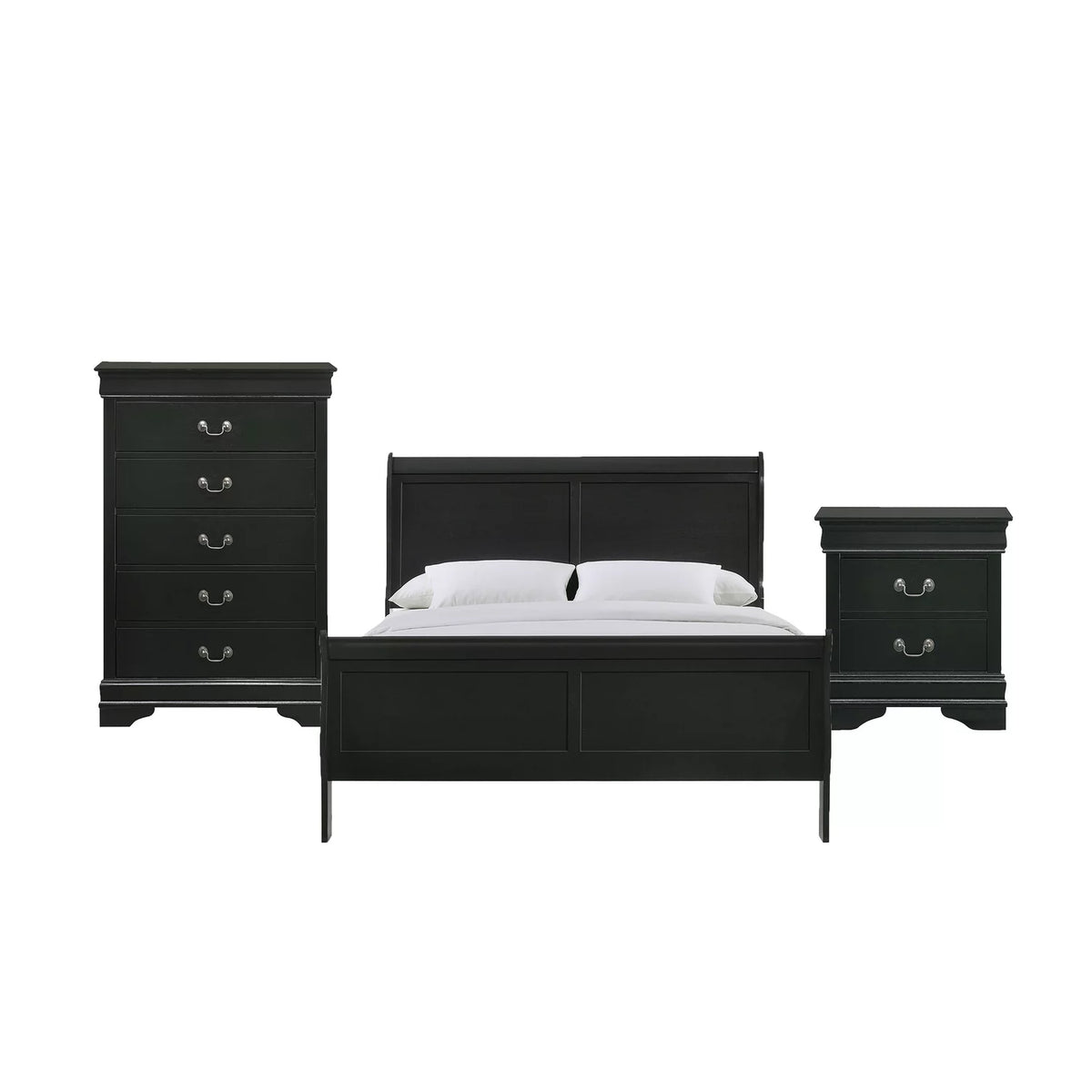 Queen Panel 3PC Bedroom Set in Black F6739