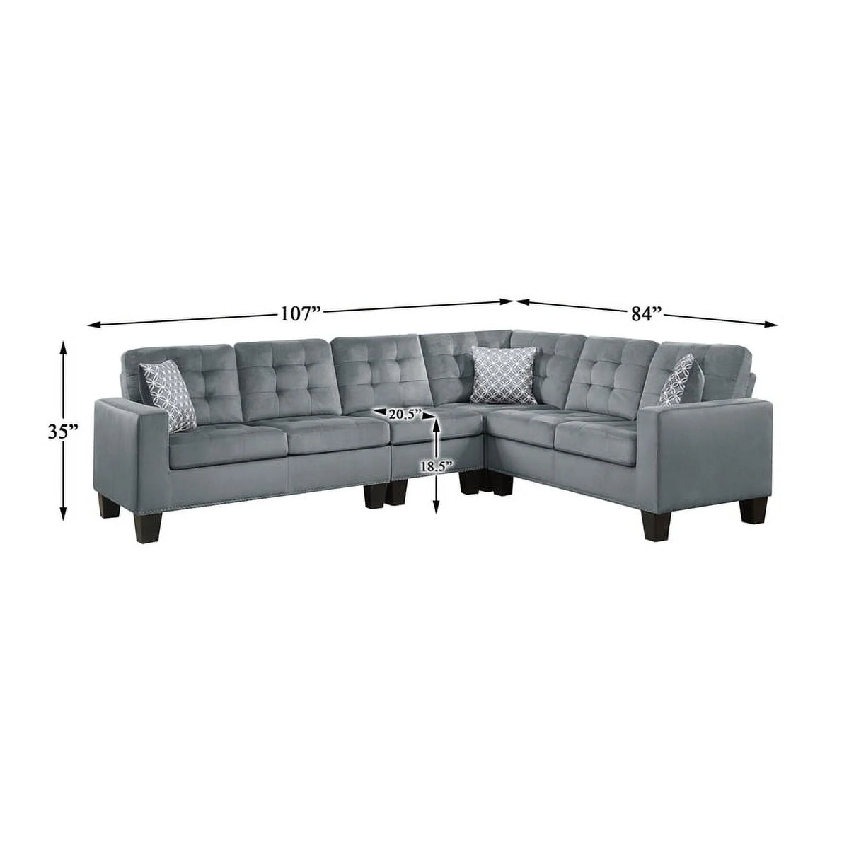 Gray Microfiber Reversible Sectional F587143