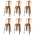 30 inch High Back Bar Stools Set of 6 Vegan Leather Seat W547