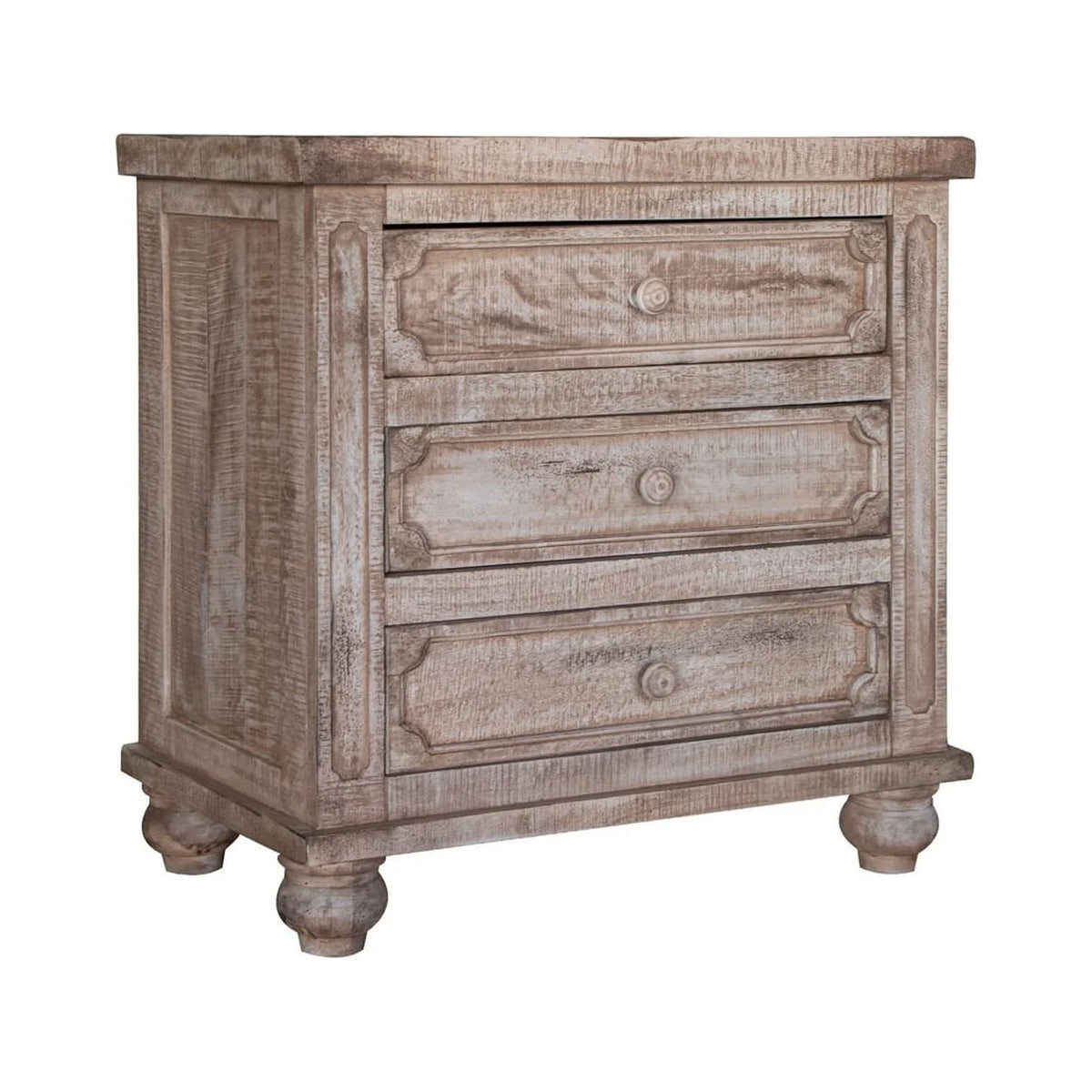 31 Inch Mango Wood 3 Drawer Nightstand U67922