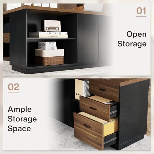 78" L-Shaped Desk with Drawers and File Cabinet A5068