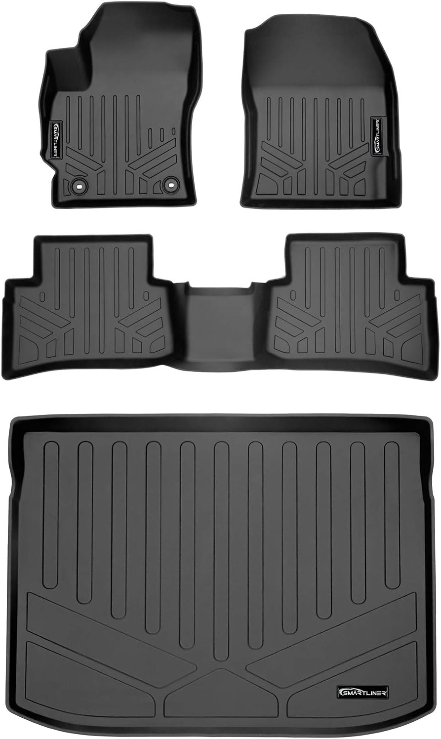 Black Custom Fit Floor Mats 2 Rows and Cargo Liner Trunk Set W673128