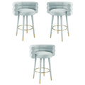 Velvet Bar Stool in Sea Foam Green & Gold Set of 3 V665565