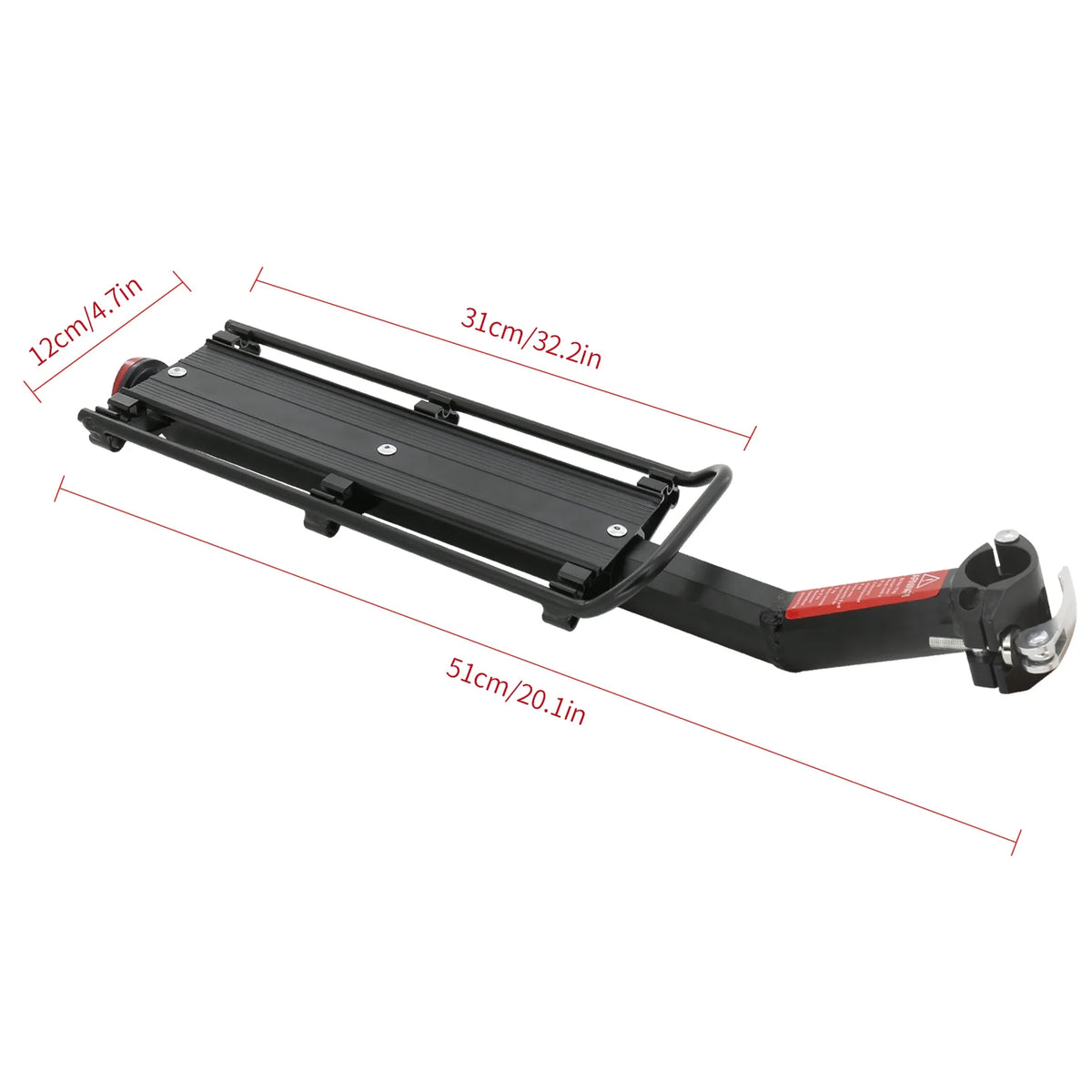 Rear Bike Rack Aluminium Alloy Luggage Carrier with Reflector K381293