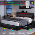 White Queen Size LED Bed Frame with 2 Storage Drawers F24069