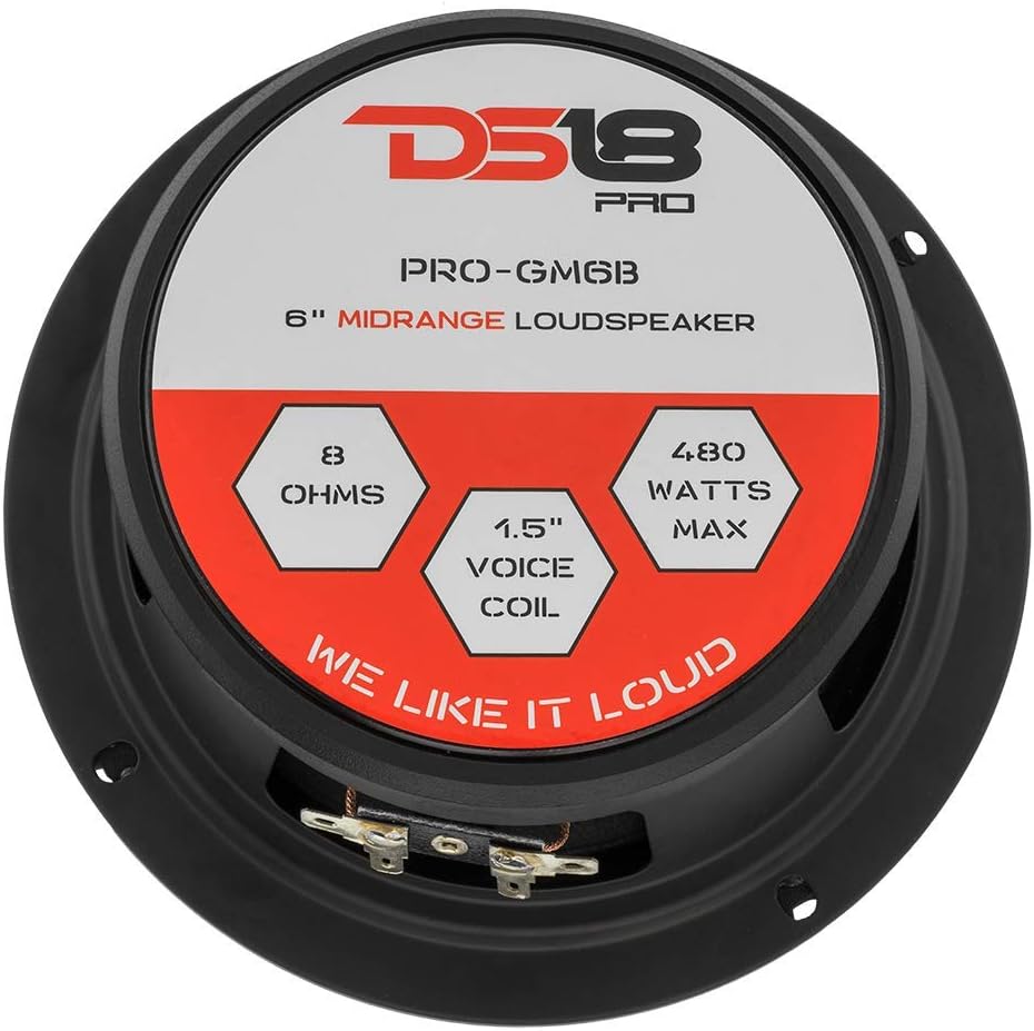 Red Aluminum Bullet 6.5 Midrange Loudspeaker 4 Ohms 480W Max (2 Speakers) E427462