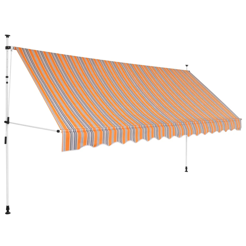 Manual Retractable Awning 137.8" Yellow and Blue Stripes G501308