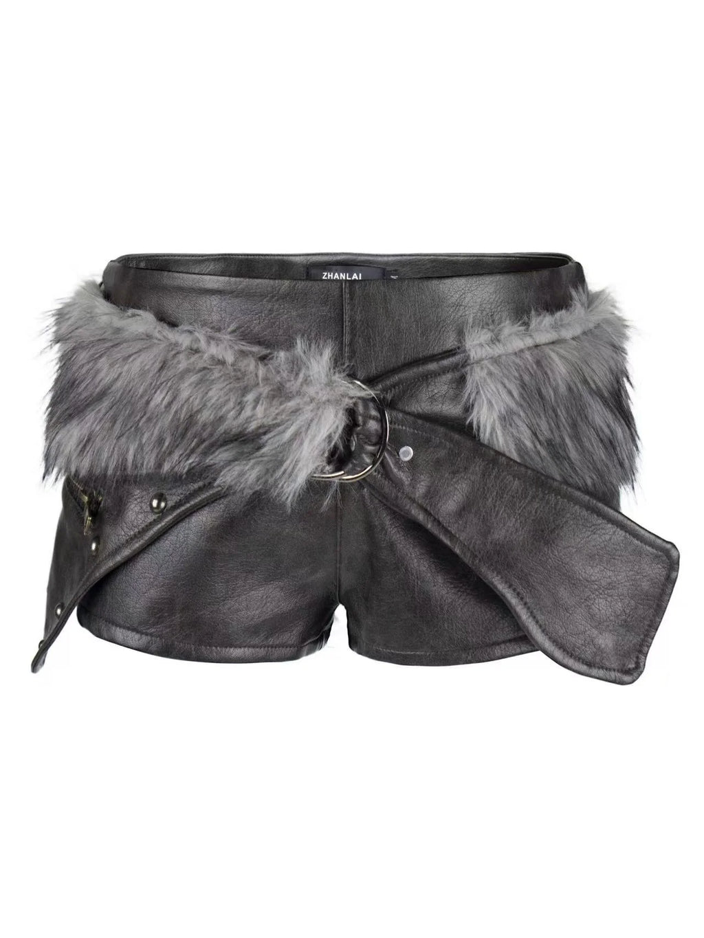PU Leather Low-Rise Shorts P52006