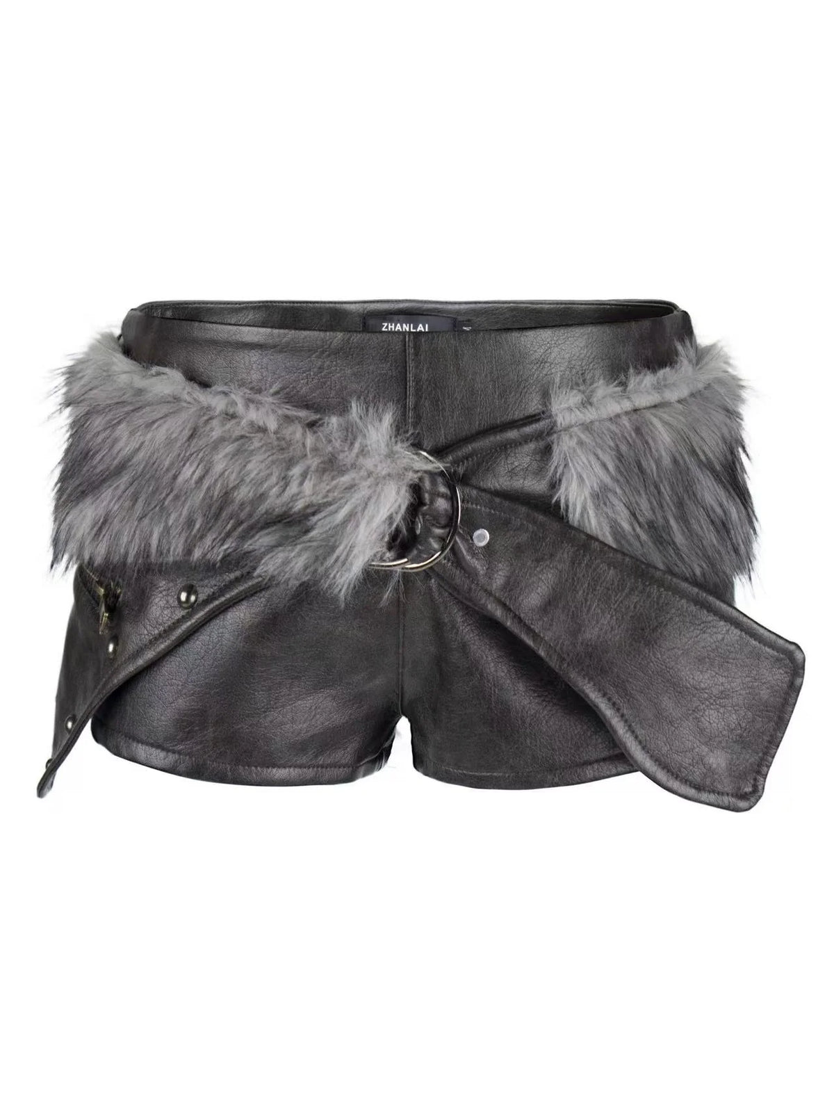 PU Leather Low-Rise Shorts P52006