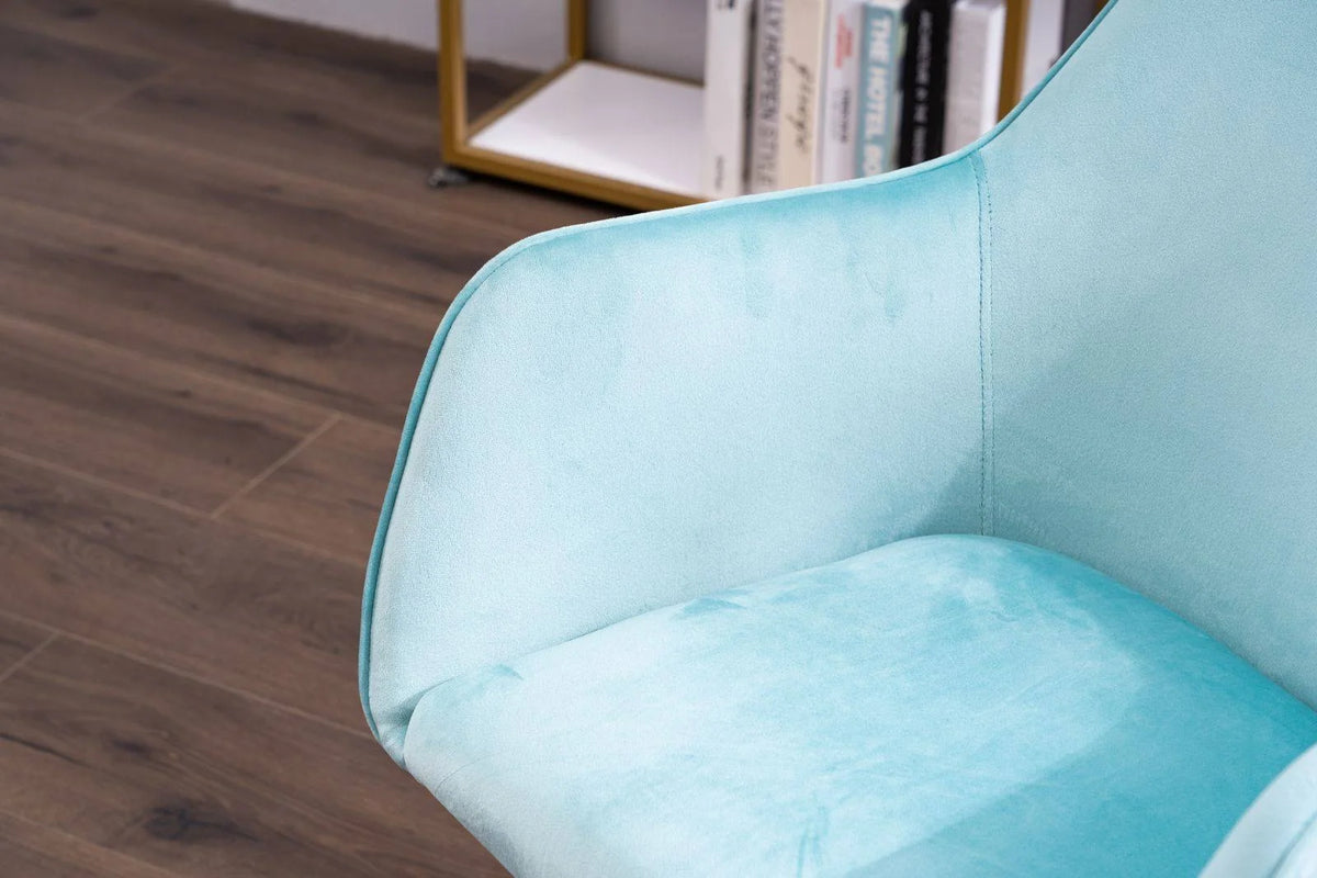 Aqua Light Blue Velvet Adjustable Height Office Chair O41275