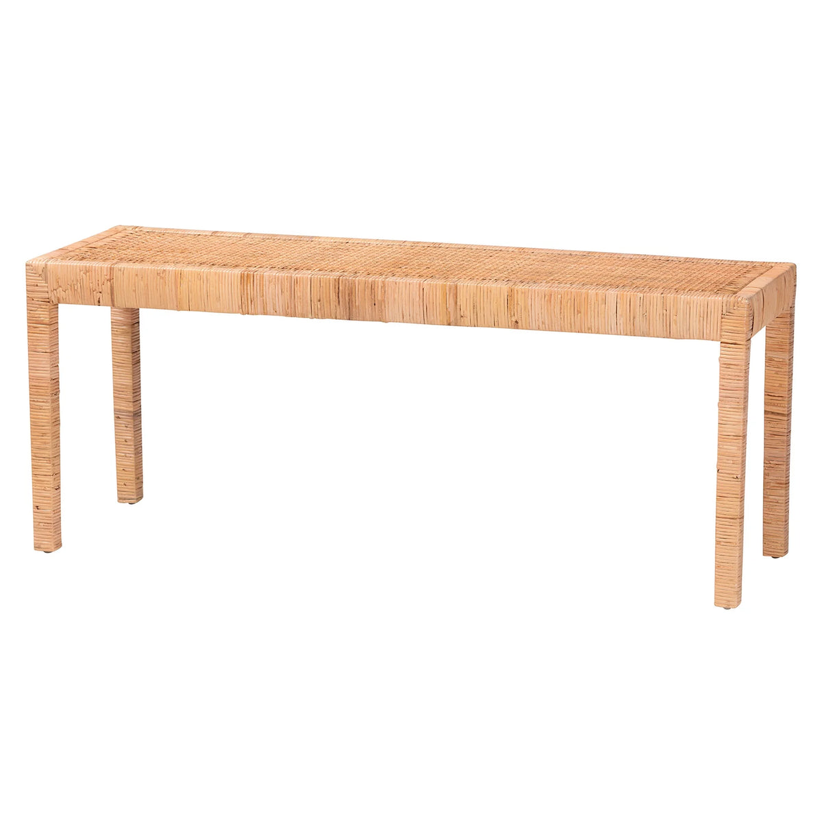 Natural Rattan and Mahogany Wood Accent Bench Z47751