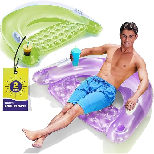 Inflatable Pool Float Chair with Cup Holders & Handles R3820