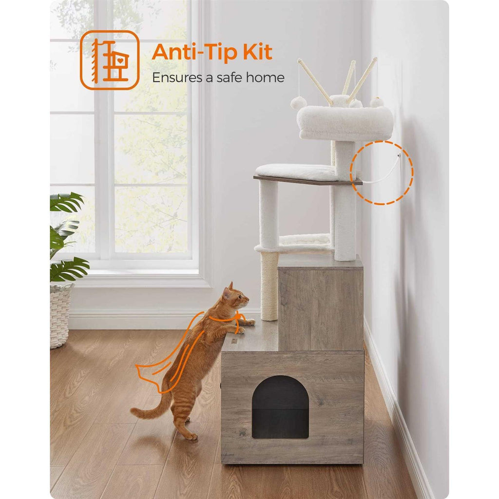 Cat Tree with Litter Box Enclosure 2-in-1 D944188