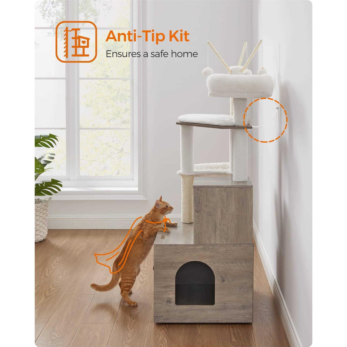 Cat Tree with Litter Box Enclosure 2-in-1 D944188
