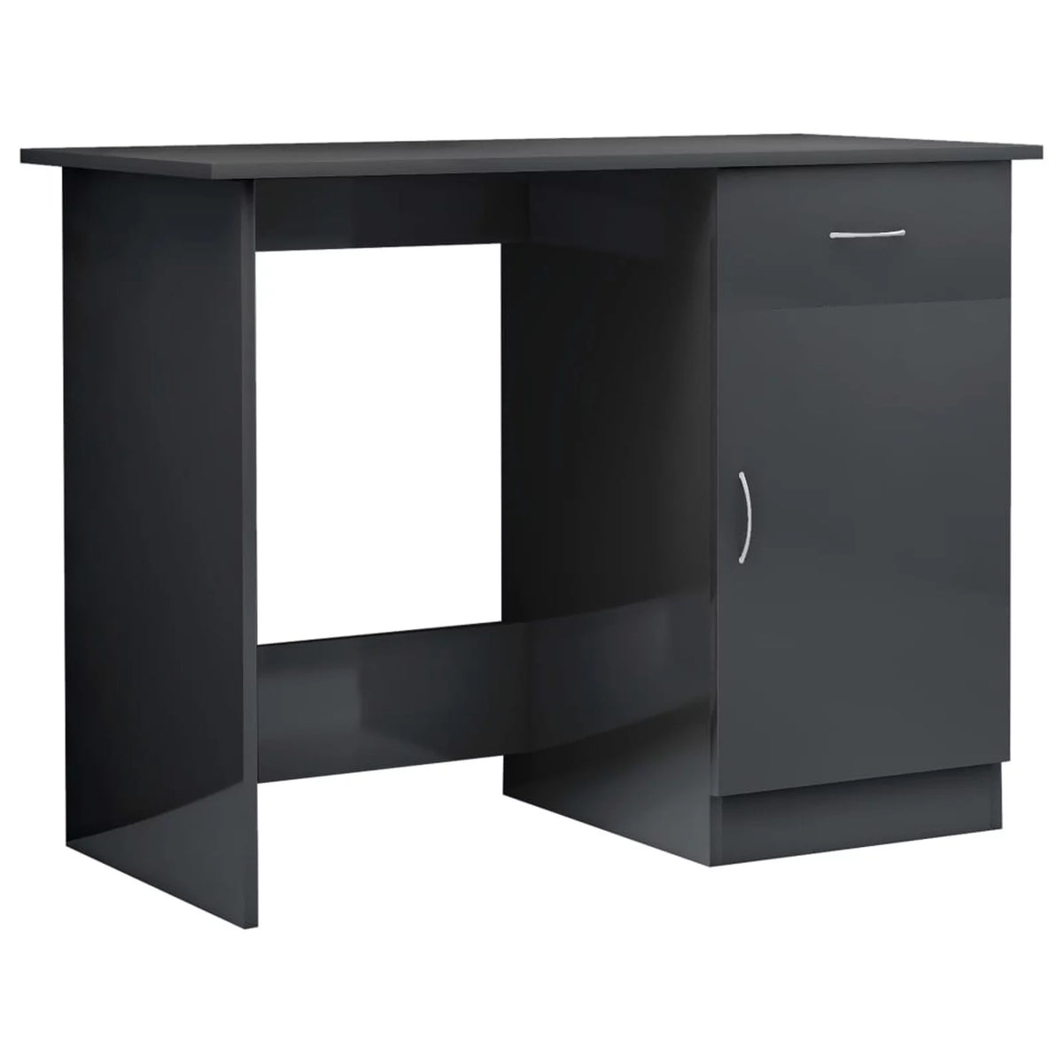 High Gloss Gray Engineered Wood Desk W111