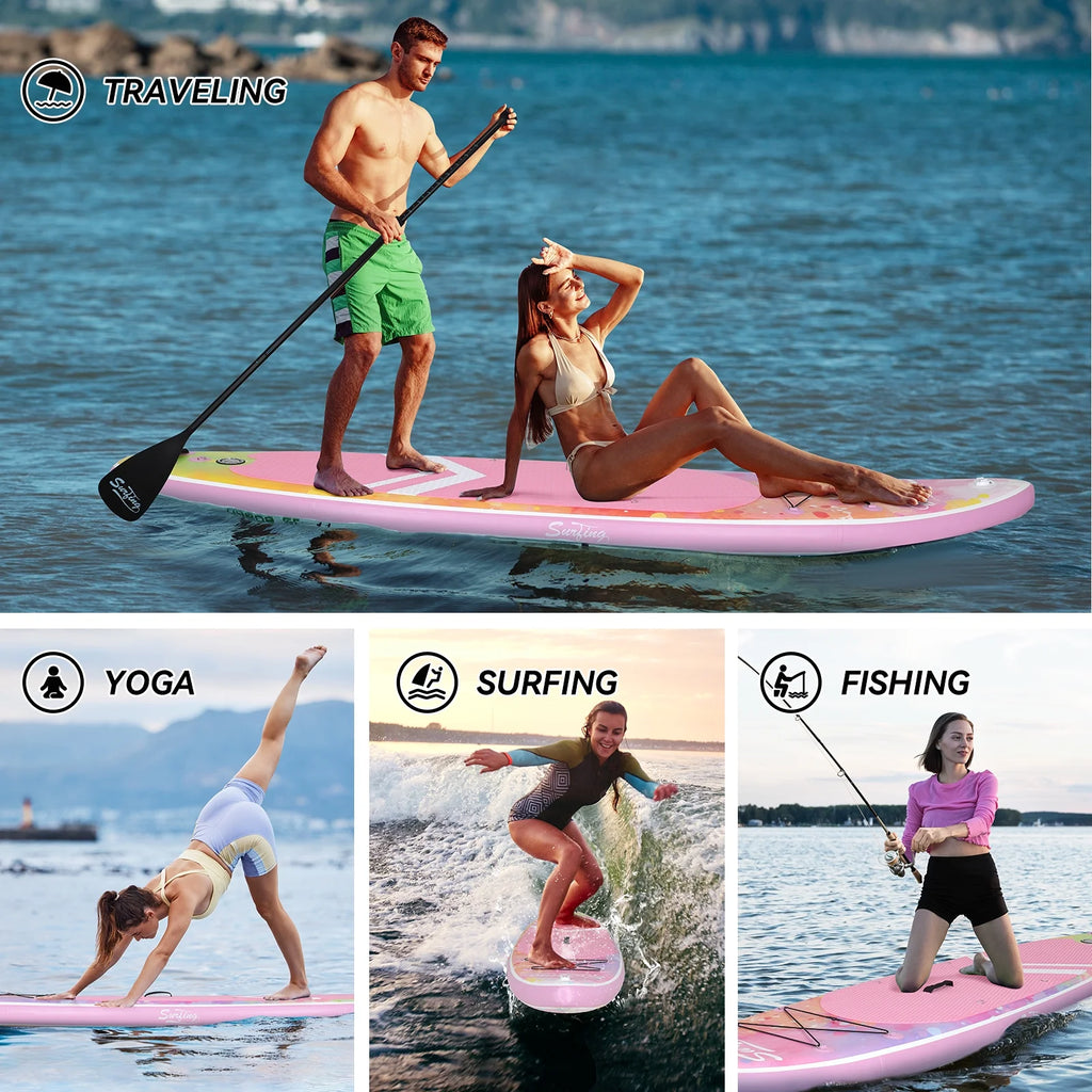 Pink Gradient Inflatable Paddle Board and Kayak Seat Set T863218