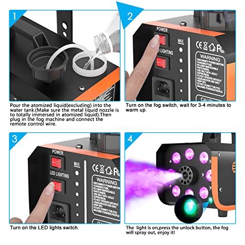 500W Fog Machine with 2 Remotes and 8 LED Lights P702348