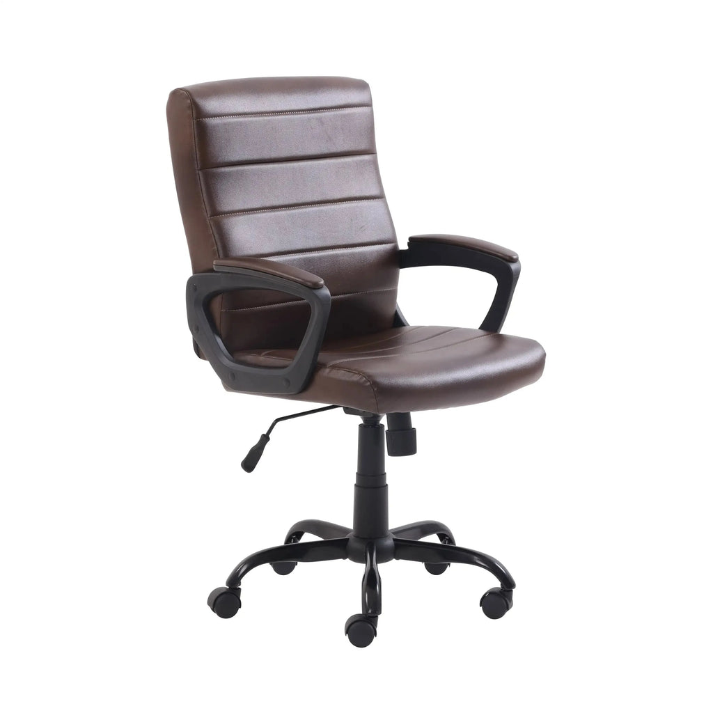 Brown Bonded Leather Office Chair with Arms D53702