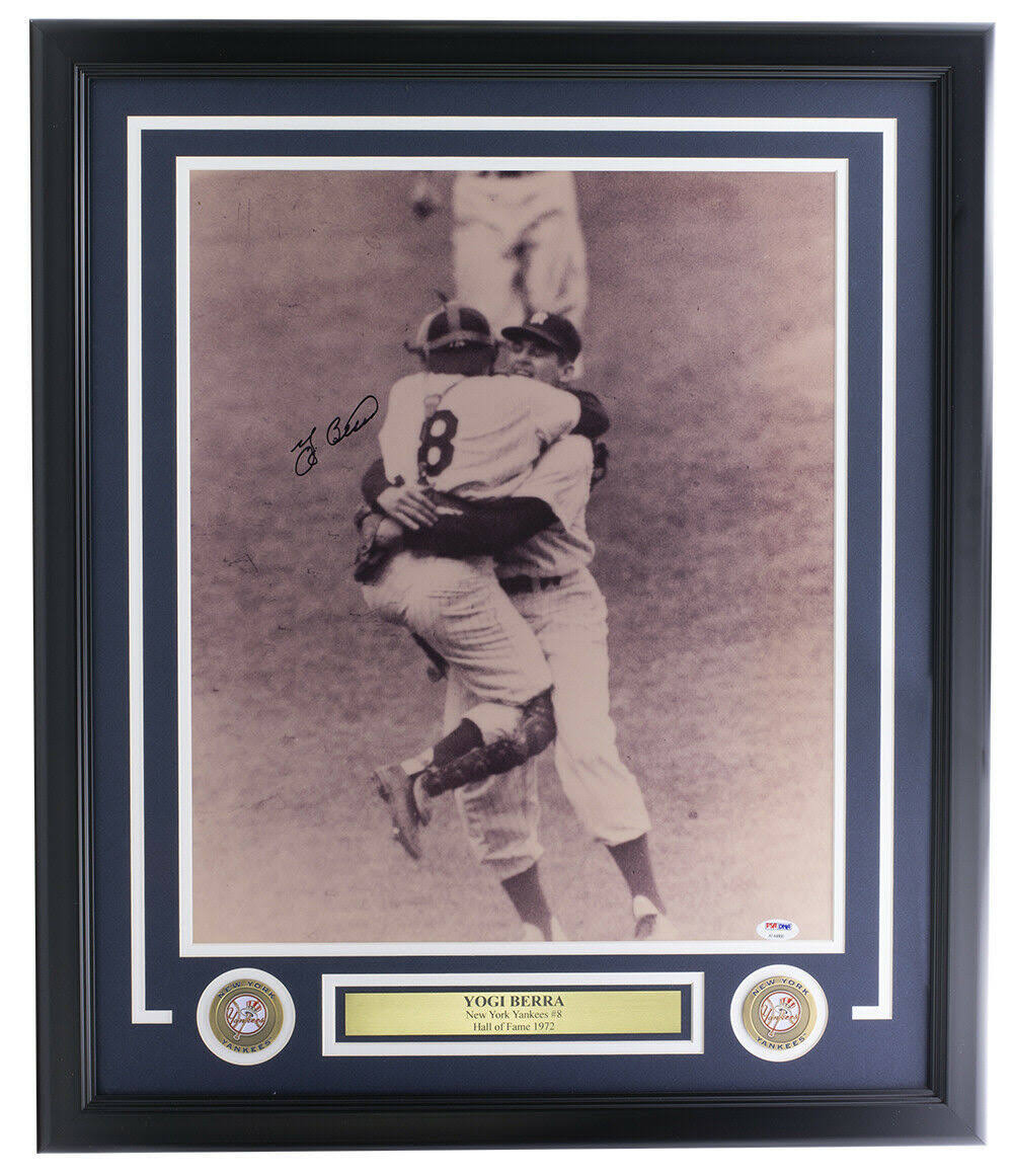 Signed Framed 16x20 New York Yankees Celebration Photo J24919