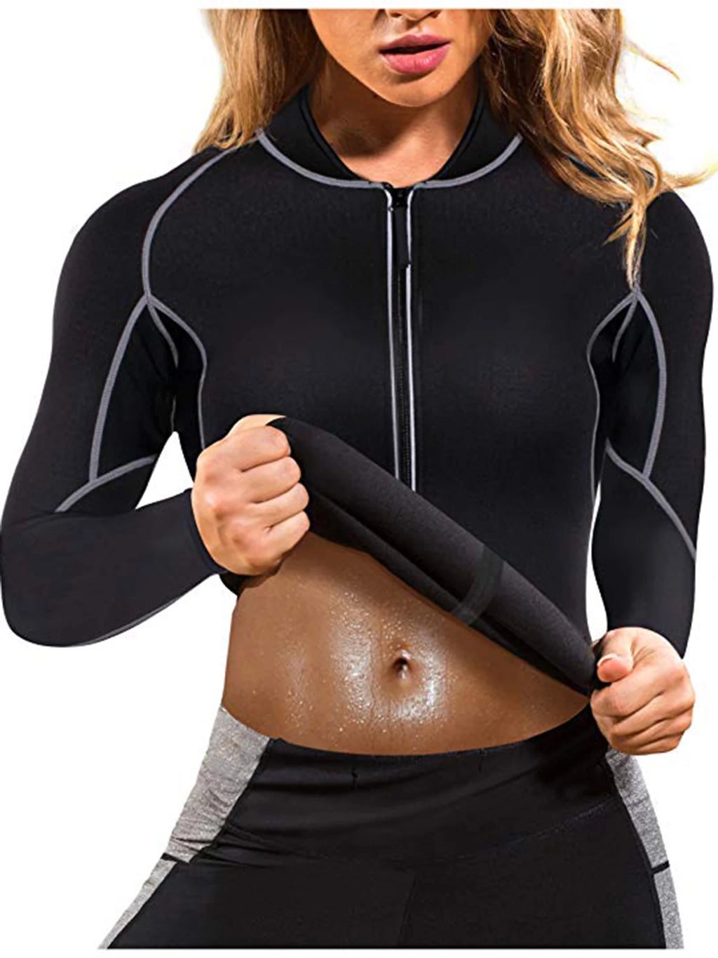 Women's Neoprene Sauna Vest Waist Trainer Corset Long Sleeves Gym Hot Sweat Suit Workout Body Shaper C686