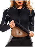 Women's Neoprene Sauna Vest Waist Trainer Corset Long Sleeves Gym Hot Sweat Suit Workout Body Shaper C686