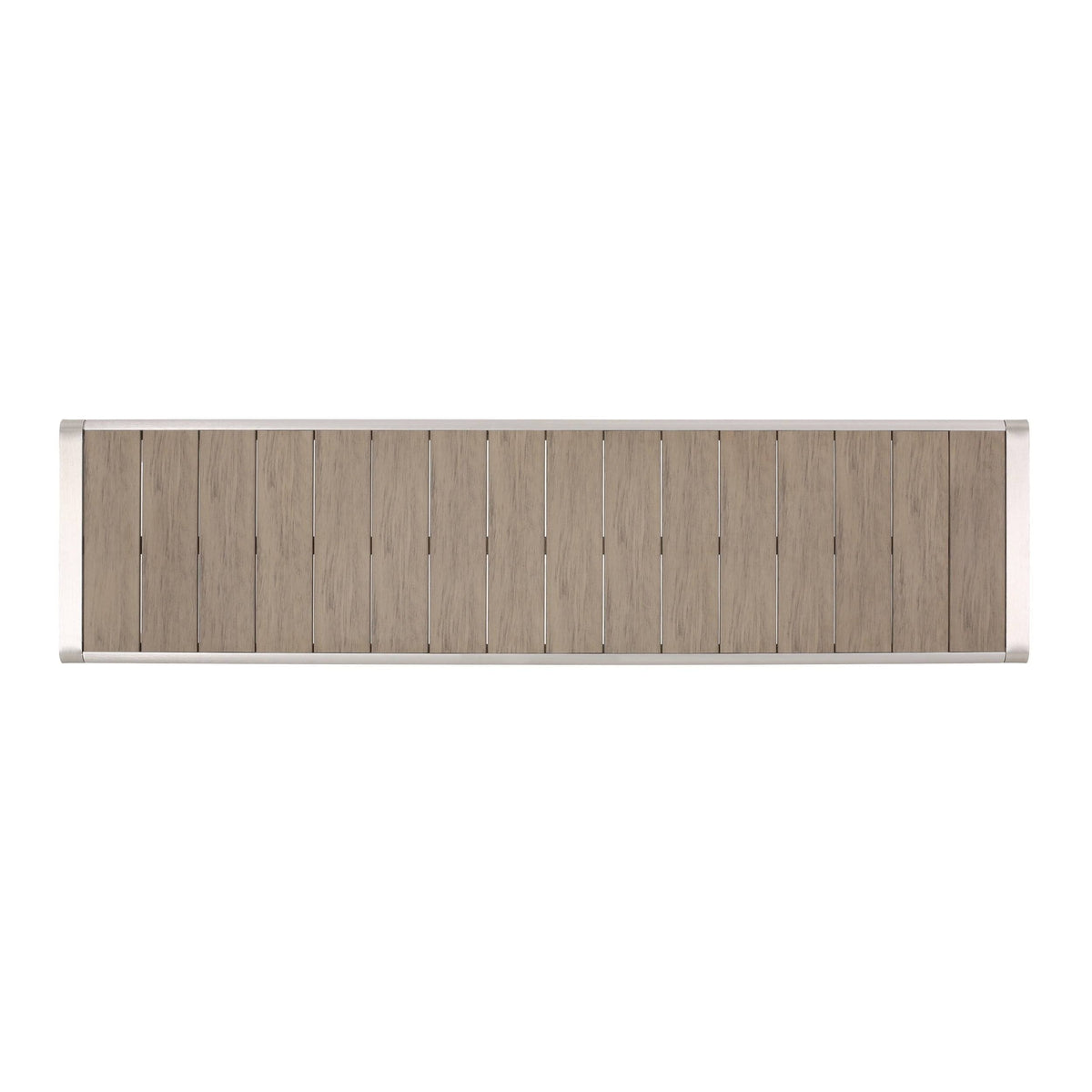 Gray Aluminum Dining Bench with Faux Wood Seat Q991