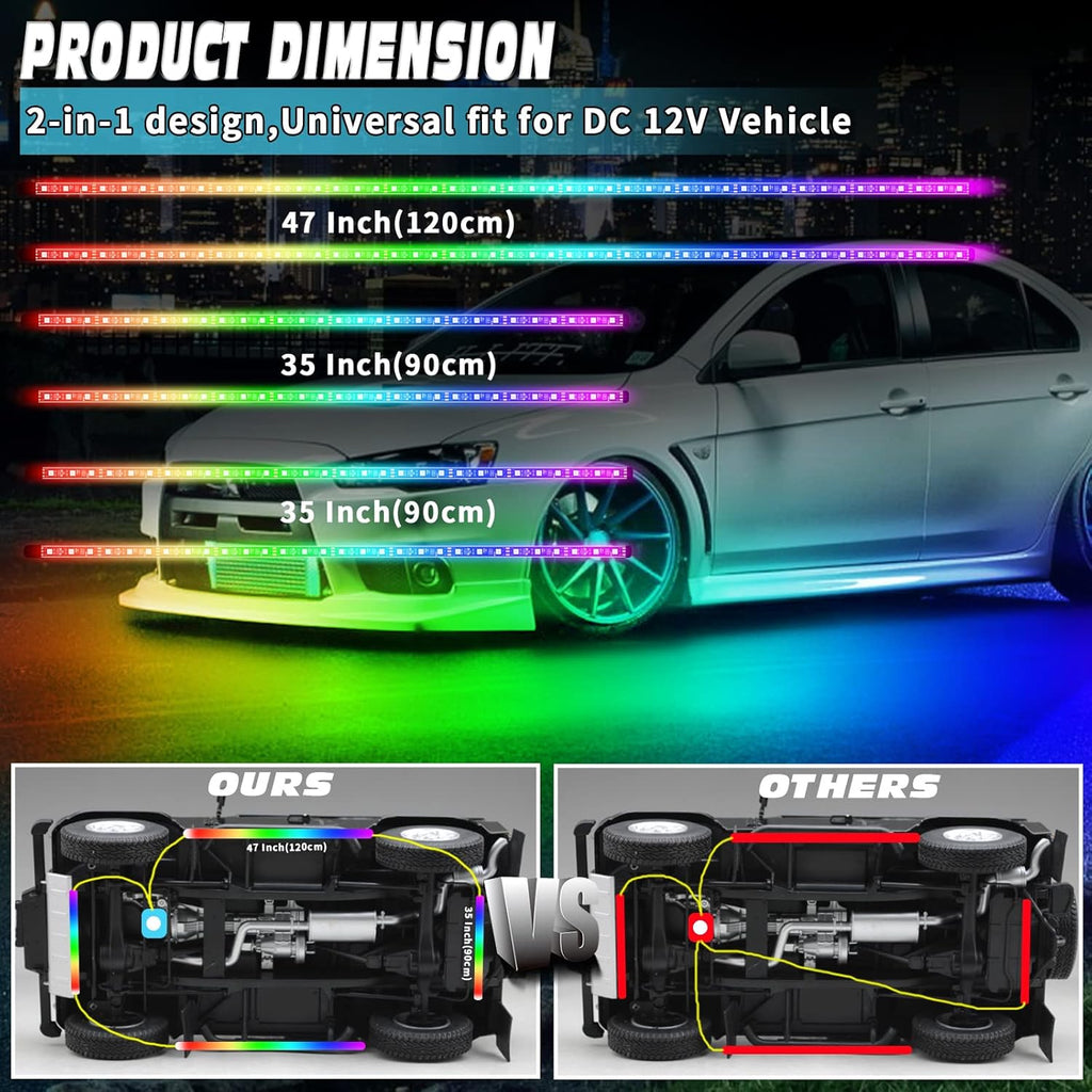 6PCS Dimmable RGB Car Underglow Lights with APP Control B923110