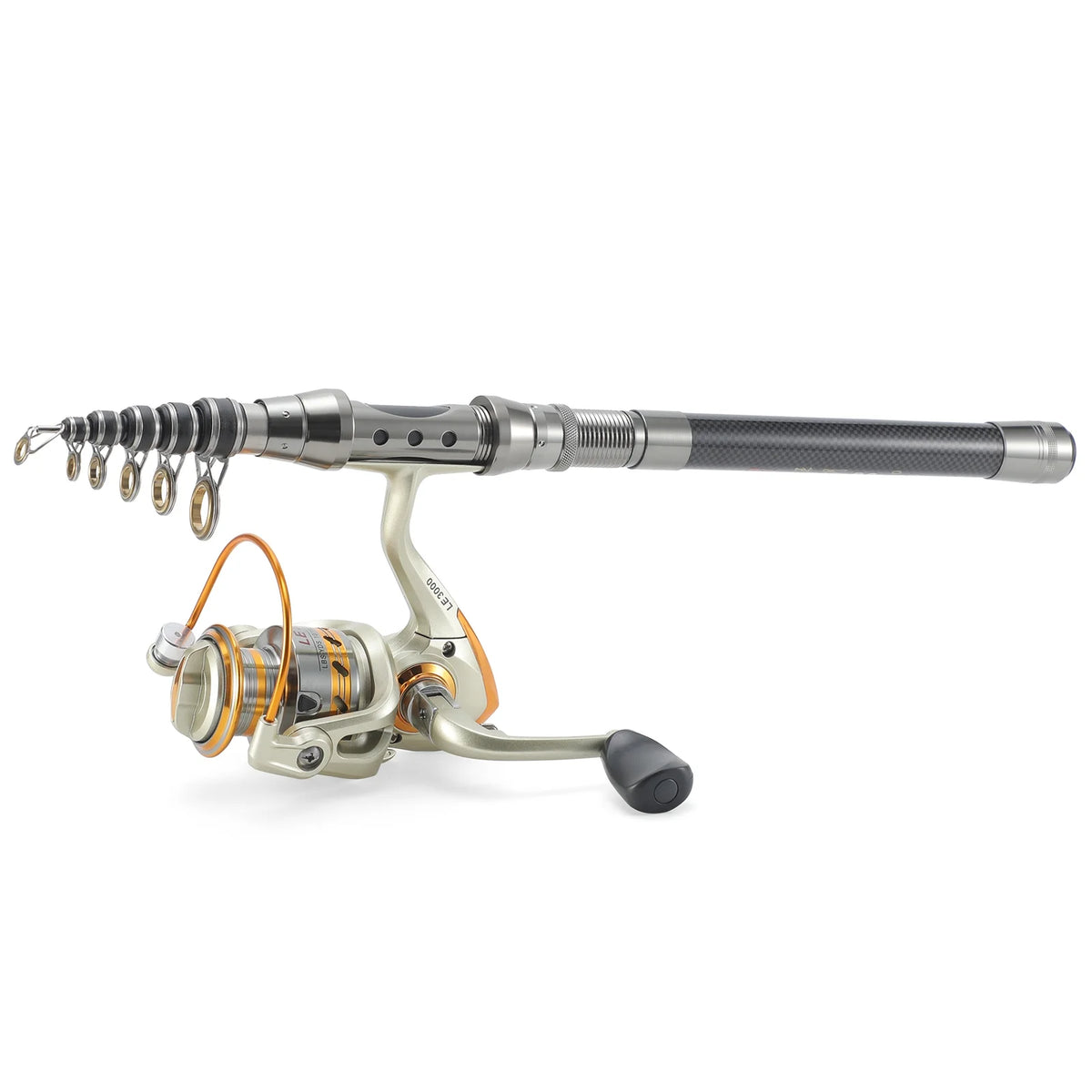 Telescopic Fishing Rod and Reel Combo with Spinning Reel, 100M Fishing Line, Lures, Hooks, and Jig Head J595