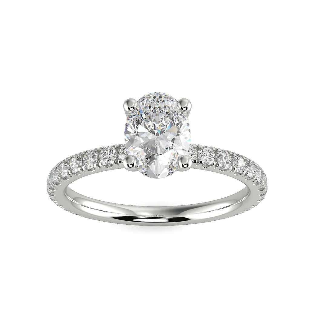 Oval Lab Grown Diamond Engagement Ring in 14k White Gold E51903