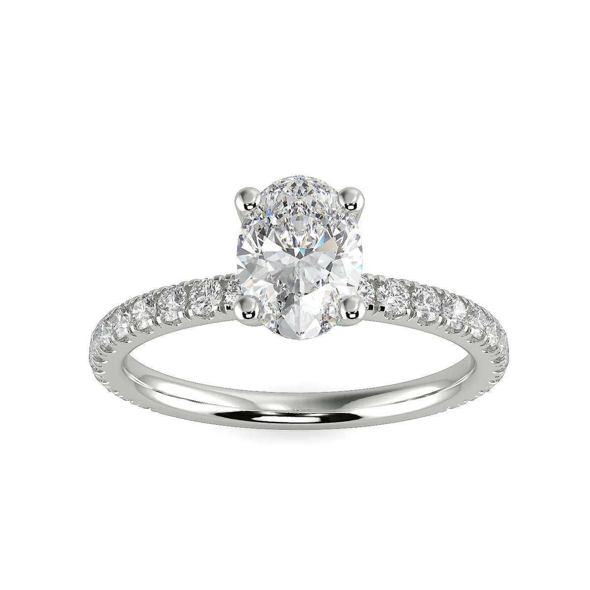 Oval Lab Grown Diamond Engagement Ring in 14k White Gold E51903