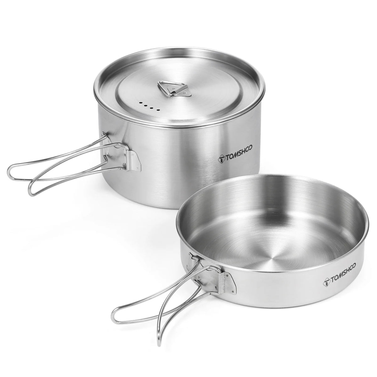 2pcs Stainless Steel Camping Cookware Set with Mesh Carry Bag B2993