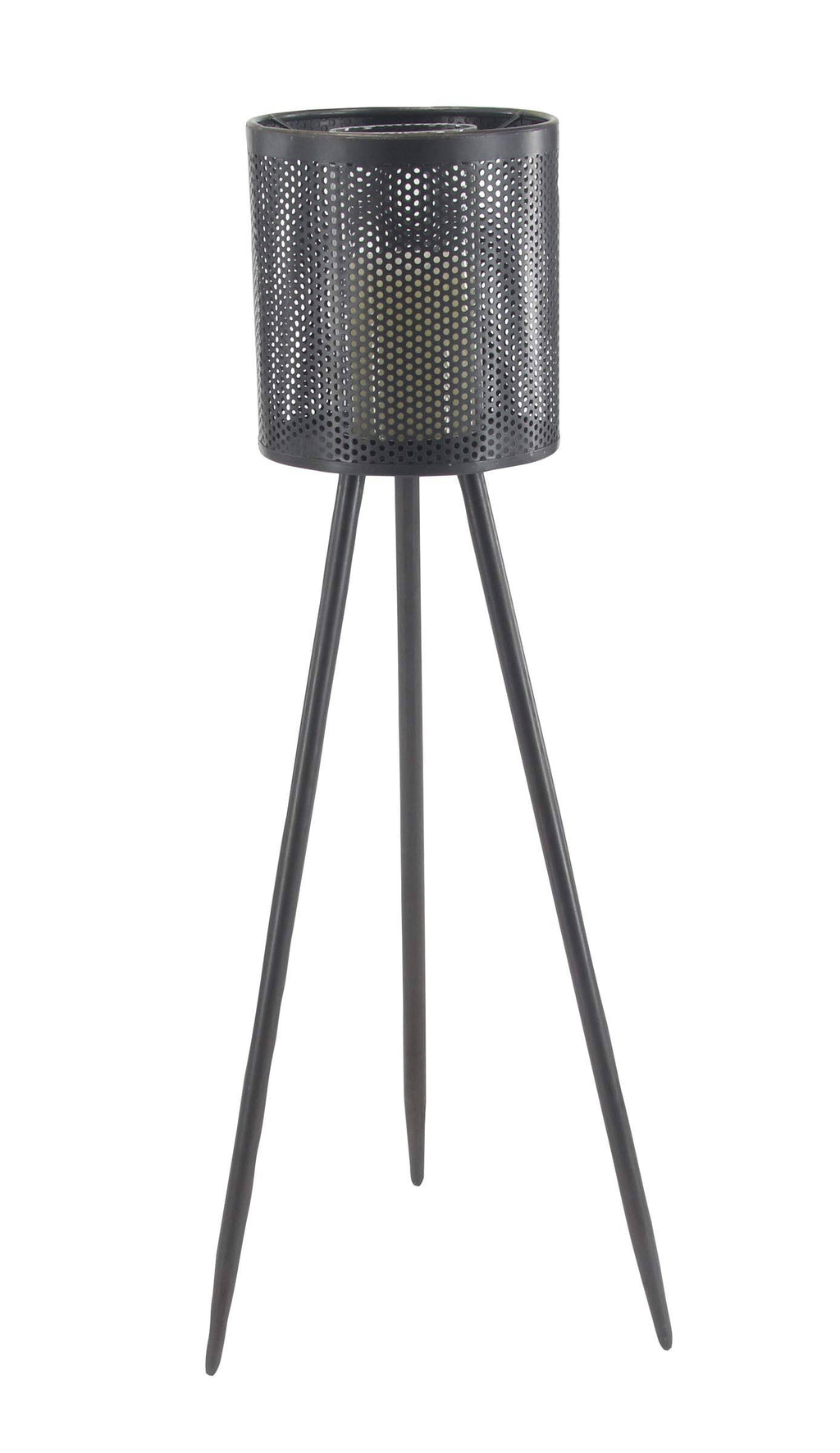 Black Iron and Glass Floor Candle Holder Y695249