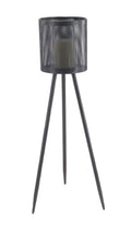 Black Iron and Glass Floor Candle Holder Y695249