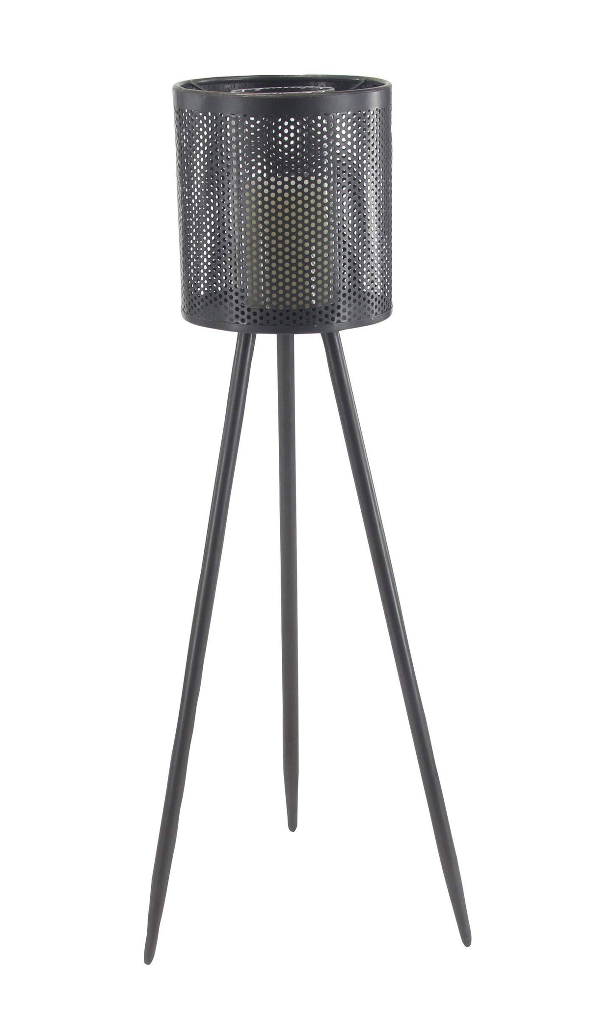 Black Iron and Glass Floor Candle Holder Y695249