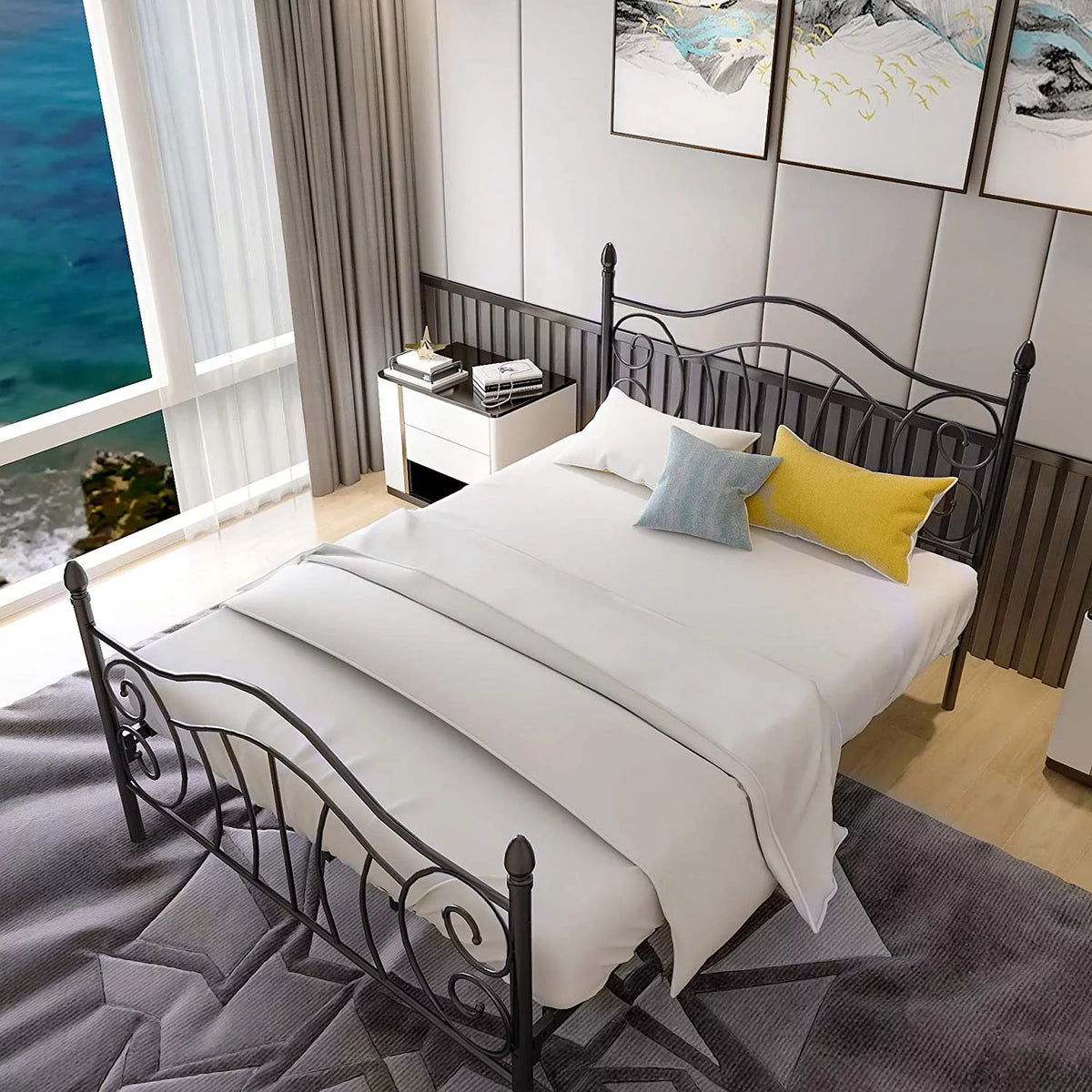 Queen Black Steel Platform Bed Frame W177652