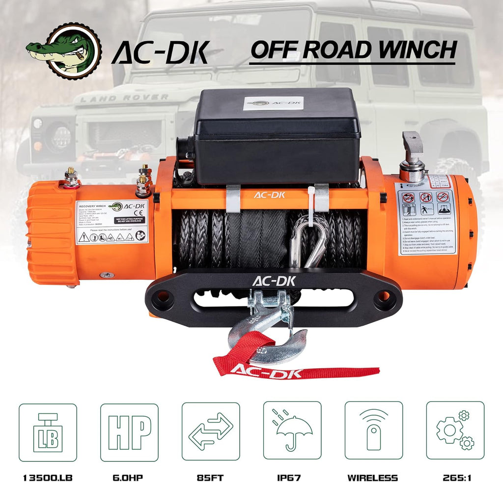 13000 lb 12V Electric Winch Kit with 85ft Synthetic Rope V860