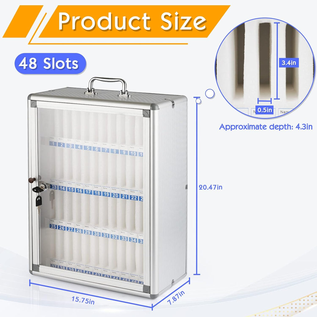 36 Slots Aluminum Alloy Pocket Chart Storage Cabinet Q73583