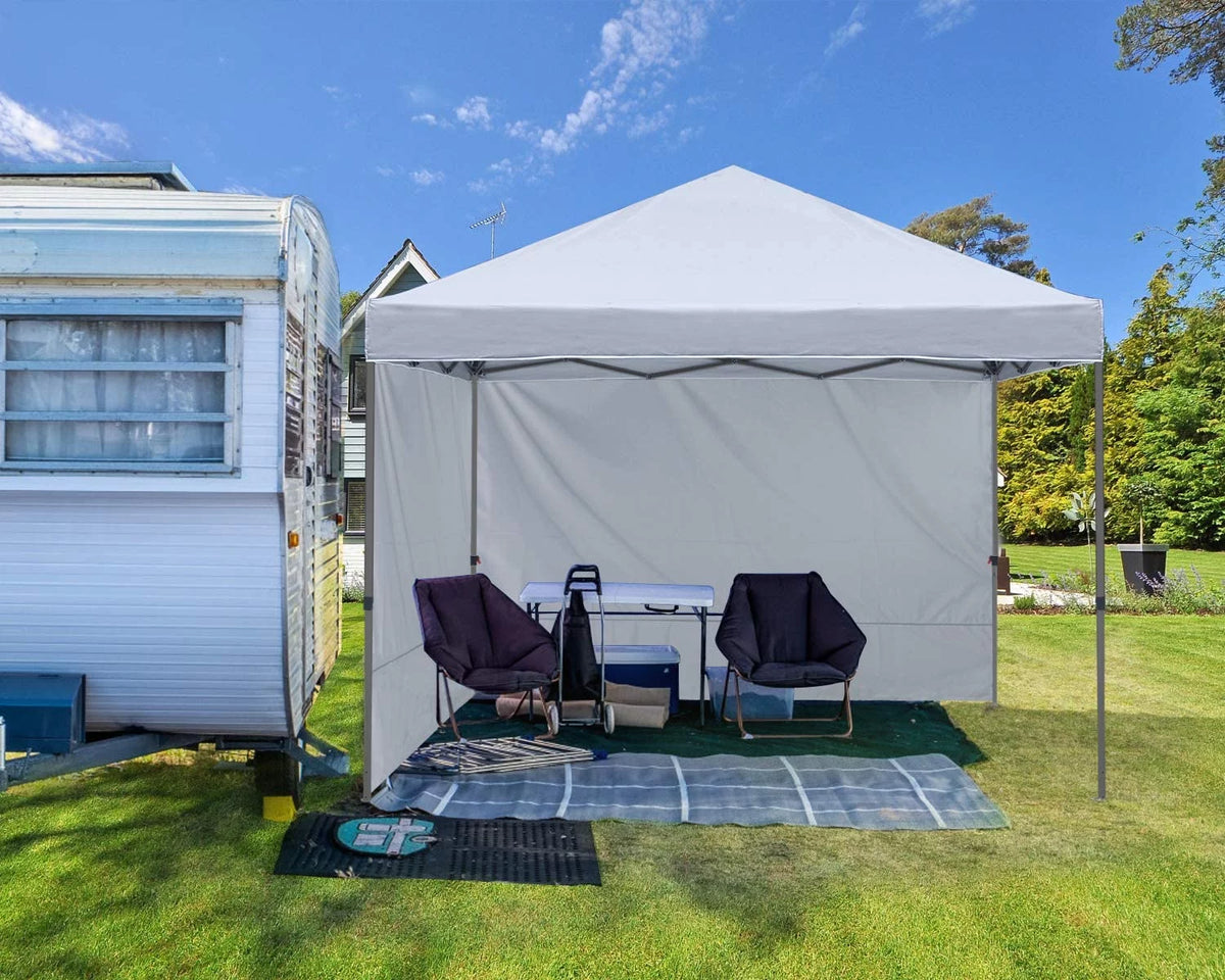 10ft x 10ft Pop up Canopy Tent with 2 Side Walls, White N751650